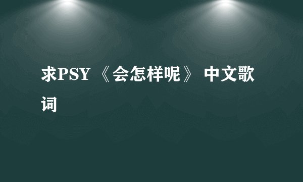 求PSY 《会怎样呢》 中文歌词