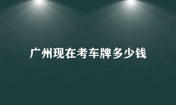广州现在考车牌多少钱