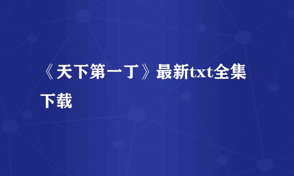 《天下第一丁》最新txt全集下载