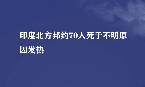 印度北方邦约70人死于不明原因发热