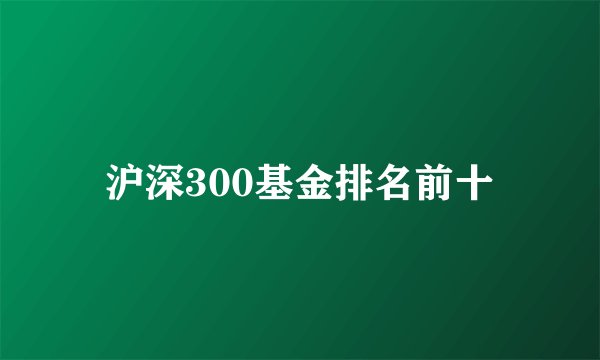 沪深300基金排名前十