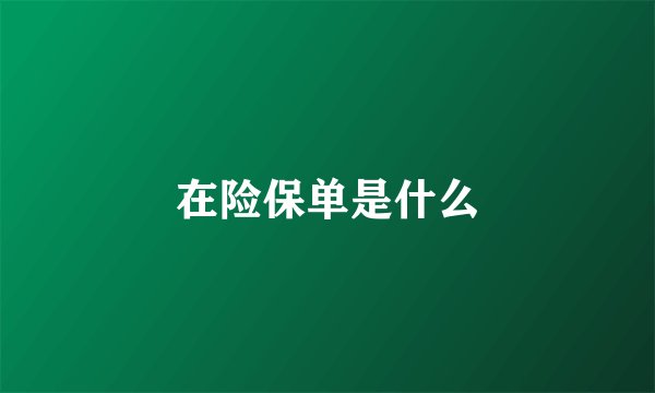 在险保单是什么