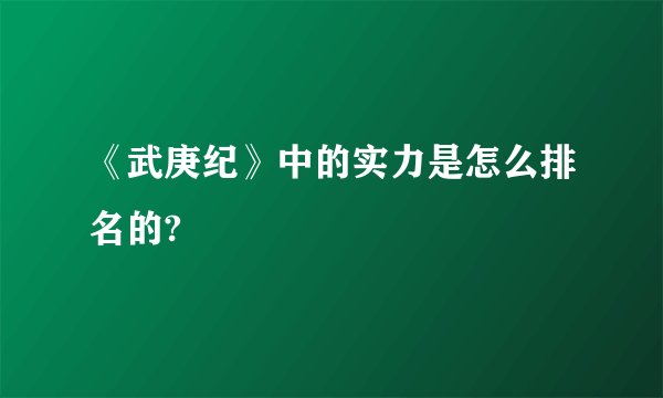 《武庚纪》中的实力是怎么排名的?