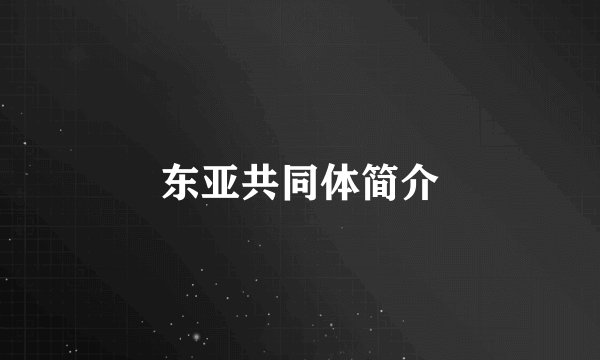 东亚共同体简介