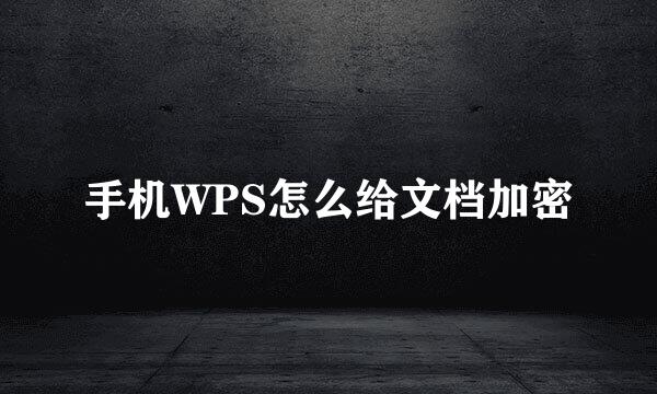 手机WPS怎么给文档加密