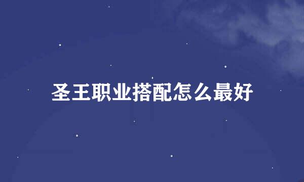 圣王职业搭配怎么最好