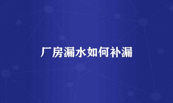 厂房漏水如何补漏