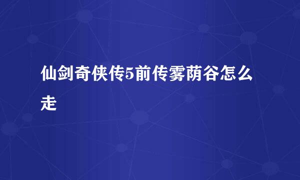 仙剑奇侠传5前传雾荫谷怎么走
