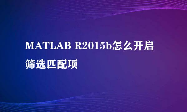 MATLAB R2015b怎么开启筛选匹配项