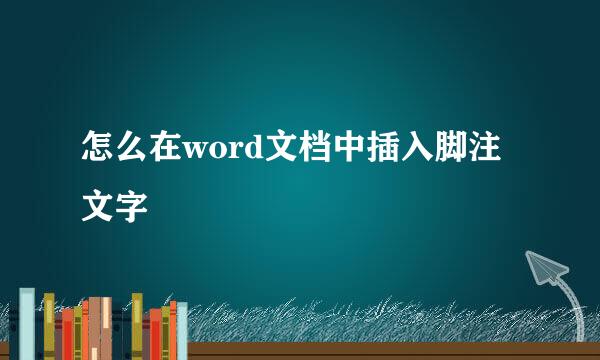 怎么在word文档中插入脚注文字