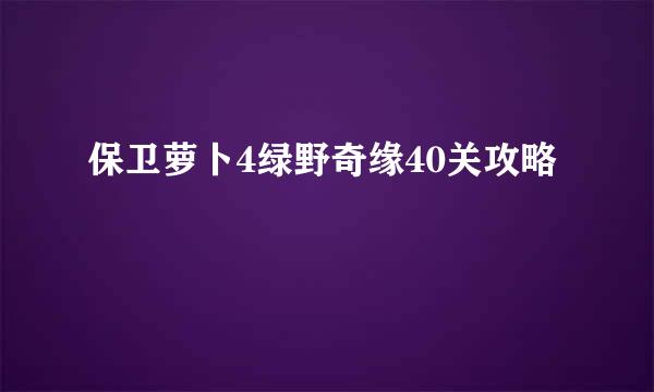 保卫萝卜4绿野奇缘40关攻略