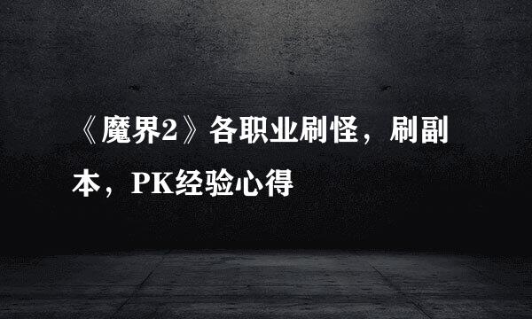 《魔界2》各职业刷怪，刷副本，PK经验心得