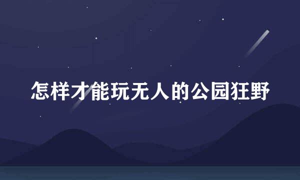 怎样才能玩无人的公园狂野