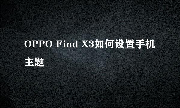 OPPO Find X3如何设置手机主题