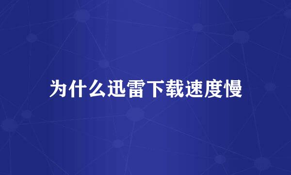 为什么迅雷下载速度慢