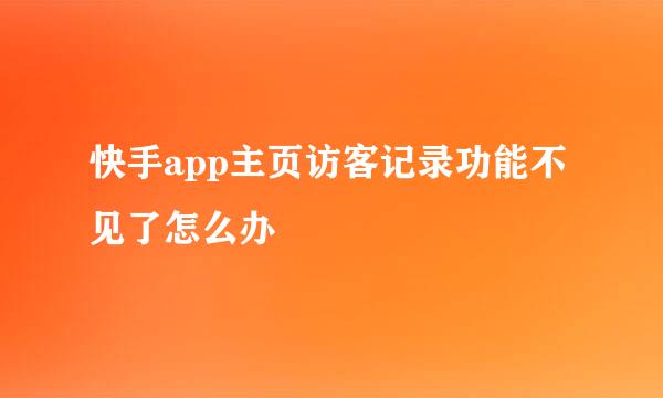 快手app主页访客记录功能不见了怎么办
