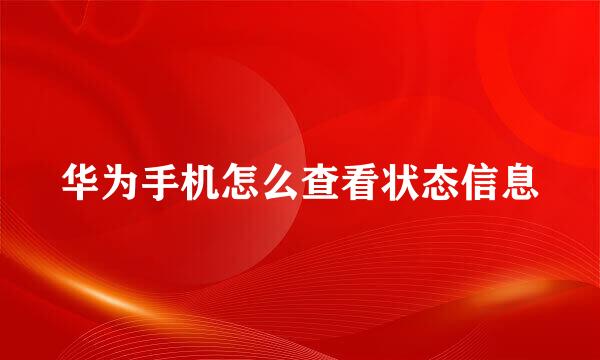 华为手机怎么查看状态信息