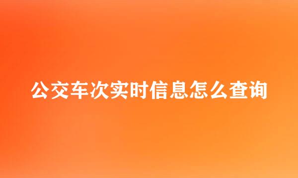 公交车次实时信息怎么查询