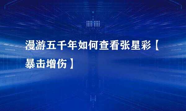 漫游五千年如何查看张星彩【暴击增伤】