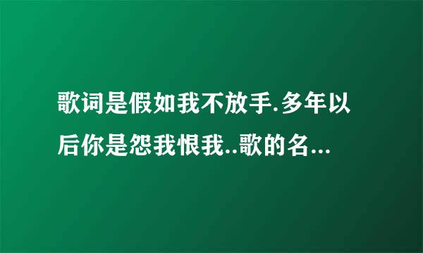 歌词是假如我不放手.多年以后你是怨我恨我..歌的名字是什么