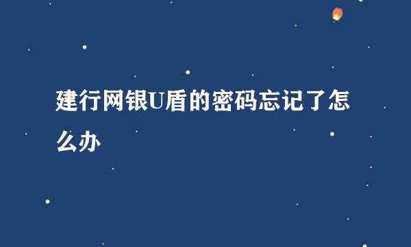 建行网银U盾的密码忘记了怎么办