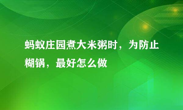 蚂蚁庄园煮大米粥时，为防止糊锅，最好怎么做