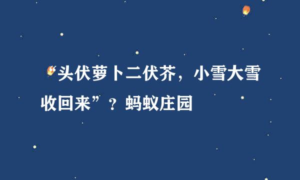 “头伏萝卜二伏芥，小雪大雪收回来”？蚂蚁庄园