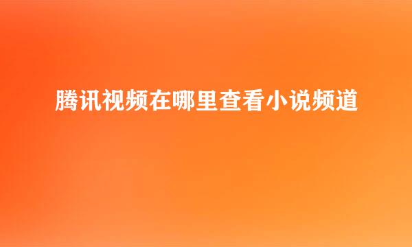 腾讯视频在哪里查看小说频道