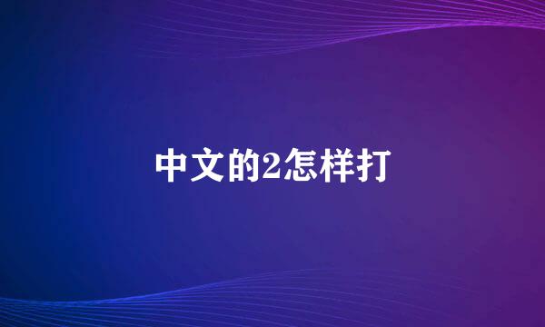 中文的2怎样打