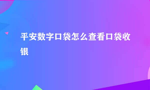 平安数字口袋怎么查看口袋收银