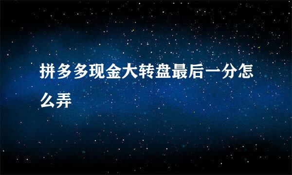 拼多多现金大转盘最后一分怎么弄