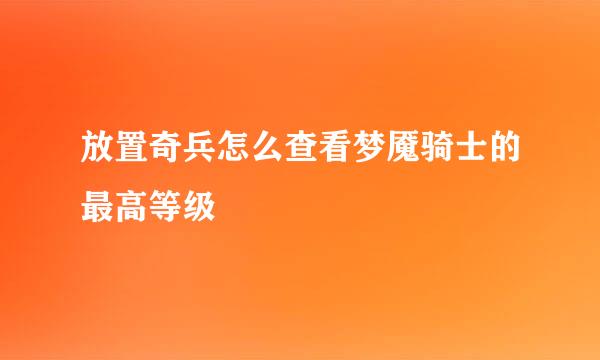 放置奇兵怎么查看梦魇骑士的最高等级