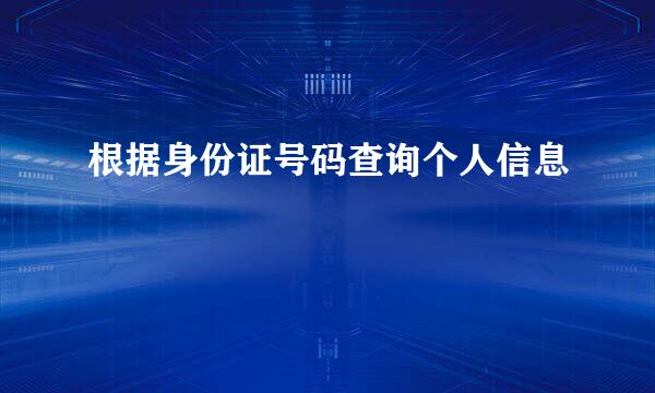 根据身份证号码查询个人信息