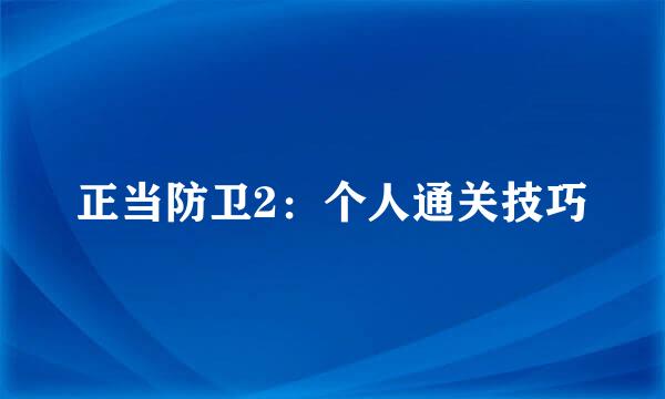 正当防卫2：个人通关技巧