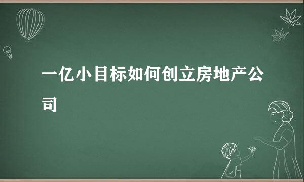 一亿小目标如何创立房地产公司