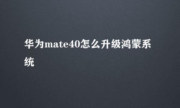 华为mate40怎么升级鸿蒙系统