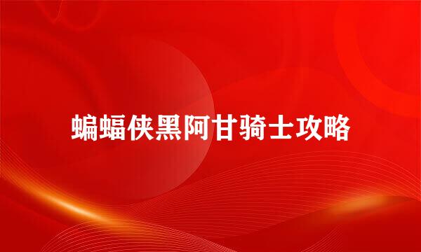 蝙蝠侠黑阿甘骑士攻略