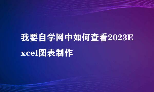 我要自学网中如何查看2023Excel图表制作