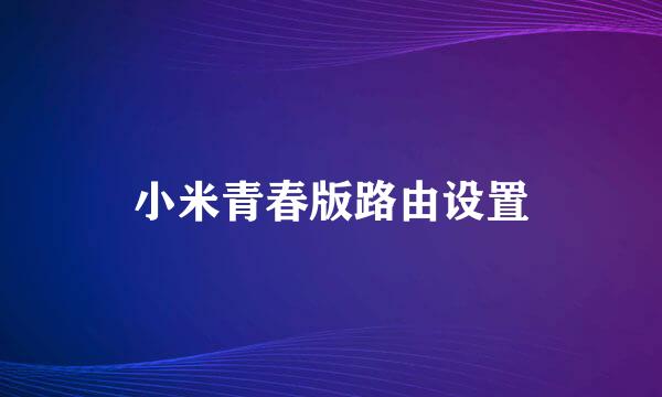 小米青春版路由设置