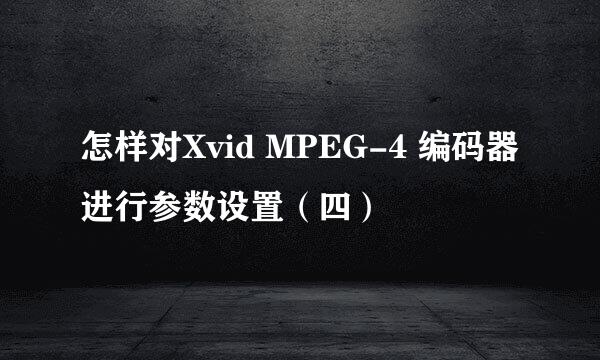怎样对Xvid MPEG-4 编码器进行参数设置（四）