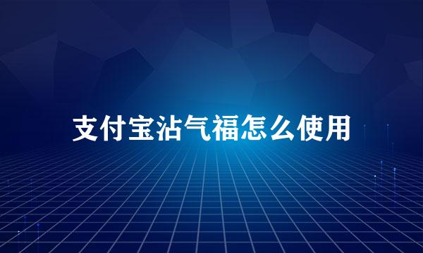支付宝沾气福怎么使用