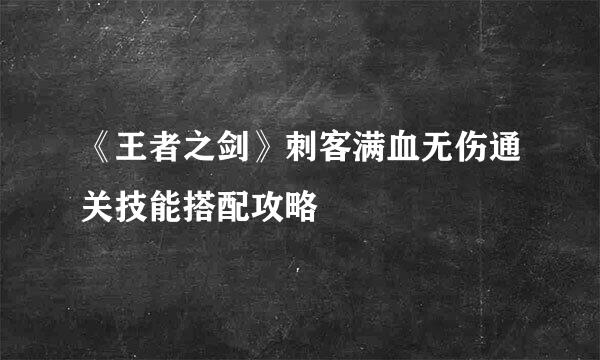 《王者之剑》刺客满血无伤通关技能搭配攻略
