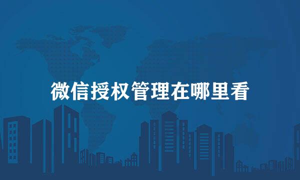 微信授权管理在哪里看