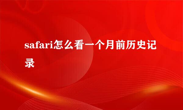 safari怎么看一个月前历史记录