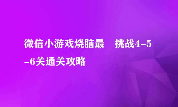 微信小游戏烧脑最囧挑战4-5-6关通关攻略