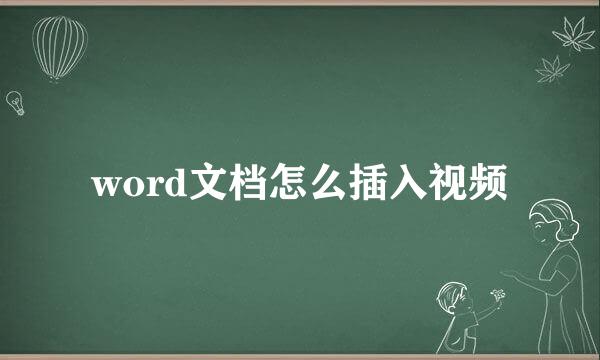 word文档怎么插入视频