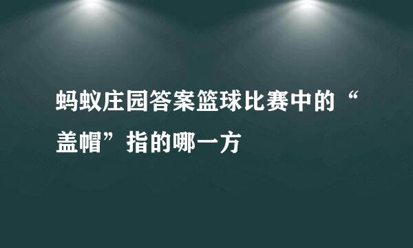 蚂蚁庄园答案篮球比赛中的“盖帽”指的哪一方