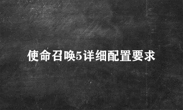 使命召唤5详细配置要求