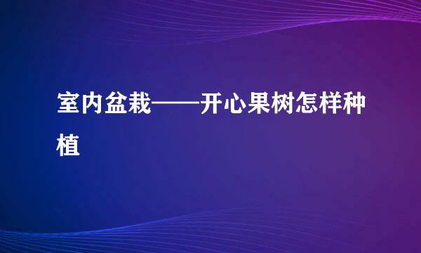 室内盆栽——开心果树怎样种植