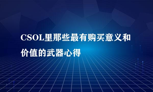 CSOL里那些最有购买意义和价值的武器心得